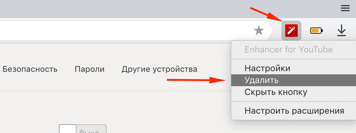 Адресная строка в ютубе. Где в настройках браузера дополнения. Кнопка скрытия пароль.